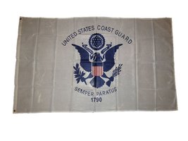AES 3x5 U.S. Coast Guard USCG Knitted Nylon Flag 3&#39;x5&#39; Brass Grommets - $9.88