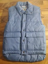 Vintage Men&#39;s Small Weather Breaker Blue Button Up Puffer Vest Korea - $24.74