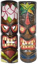 20&quot; SET OF 2 HANDMADE TIKI MASK black color HAWAIIAN POLYNESIAN WALL ART... - $39.54