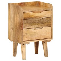 vidaXL Solid Mango Wood Bedside Cabinet, 24" Retro Brown Finish with Storage - $3,183.57 MXN