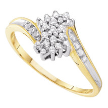 10kt Two-tone Gold Womens Round Diamond Cluster Ring 1/10 Cttw - £253.74 GBP