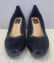 Clarks Artisan Active Air Pumps Women&#39;s Size 6M Black Suede Leather Heels Shoes - £22.77 GBP
