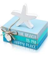 Four Pieces Of Beach Wooden Decor, Perfect For A Tier Tray. Mini Wood Book - €39,41 EUR