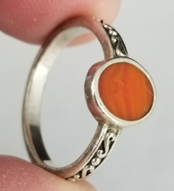 Sterling Silver &amp; Orange gemstone womens ring band 925 size 6 - $34.99