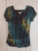 CHRISTOPHER &amp; BANKS SS STRETCH BLOUSON TOP-BARELY WORN-SL-LINED-SQUARE N... - $4.99