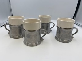 Wilton Armetale PLOUGH TAVERN Set of 4 Ceramic Coffee Cups with Base - $99.99