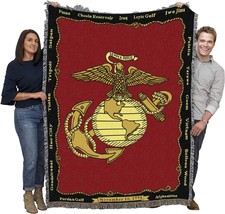 Us Marine Corps - Emblem Blanket - Gift Military Tapestry Throw Woven From - £62.34 GBP