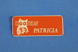 HOOTERS RESTAURANT GIRL PATRICIA ORANGE NAME TAG / PIN -  Waitress Pin - $15.00
