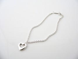 Tiffany &amp; Co Silver Open Heart Bracelet Bangle 6.75 In Chain Gift Love C... - $198.00