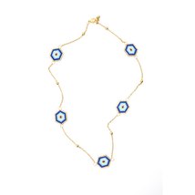 Go2boho Miyuki Choker Necklaces Blue Necklace for Women Stainless Steel Chain Ko - £14.11 GBP