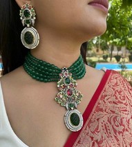 VeroniQ Trends- Cocktail Party Sabyasachi Inspired Multistrand Green Beads Neckl - £119.88 GBP