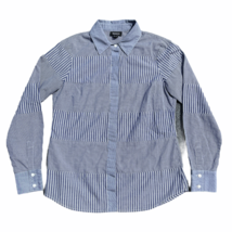 Worth New York Button Down Shirt Blouse Womens P Blue Striped Western Rodeo - £18.37 GBP