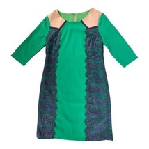 Anthropologie Champagne &amp; Strawberry Shift Dress Lucious Green Color Blo... - £30.81 GBP