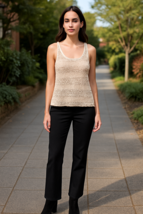 Staring at Stars Crochet Knit Tank Top Beige Open Weave Boho USA Women’s... - €23,99 EUR