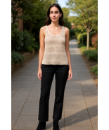 Staring at Stars Crochet Knit Tank Top Beige Open Weave Boho USA Women’s... - €23,99 EUR