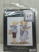 Janlynn Sweet Nothings Counted Cross Stitch Kit vintage boy girl scene - £7.90 GBP