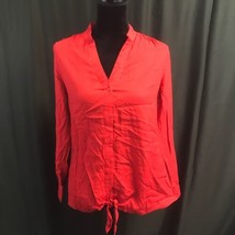 Jennifer &amp; Grace Woman Red Long Sleeve Button Down Shirt Roll Up Size Sm Nwt - £17.52 GBP