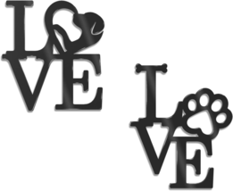 Love with Paw Print and Love Wall Decor 2PCS, Dog Lover Home Decor (Black) - £16.74 GBP