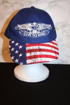 American Biker LIVE TO RIDE Eagle Red White Blue Flag Stars Stapback Cap Hat NEW - £55.26 GBP