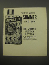 1955 St. Johns Suntan Lotion Ad - From the land of summer and sun - £14.77 GBP