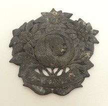 Austrian Emporer Franz Joseph 1948-1916 Thin Metal Medallion Floral Motif - $29.50
