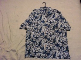 Shark Envy Men&#39;s Large Hawaiian Tropical Print 100% Cotton Blue White - $64.22 MXN