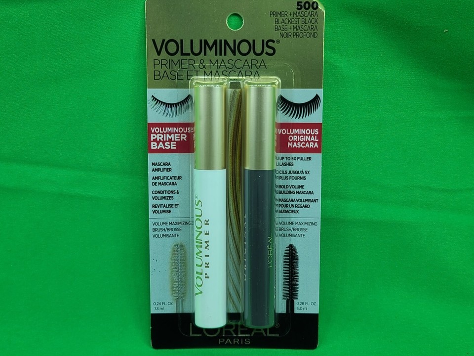 L&#39;Oreal Paris Voluminous Lash Primer &amp; Mascara Blackest Black Full Size - $13.72