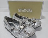 Michael Kors Logo Shoes Silver Ballet Flats Youth Size 9 - $14.85