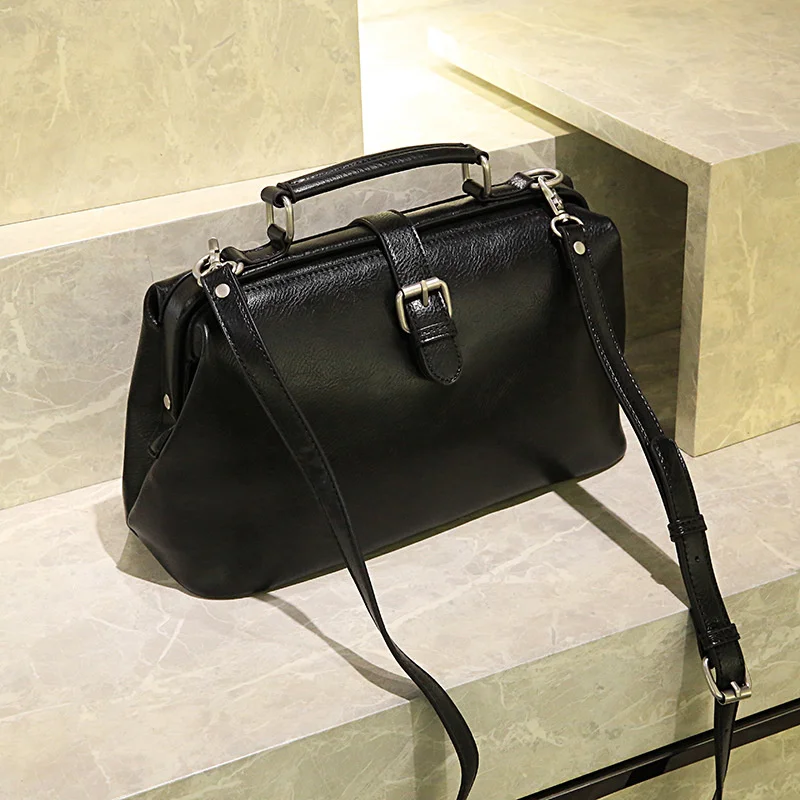 Fashion Doctor Bag Soft Leather Female Bag Large-capacity Handbag High-q... - £54.61 GBP