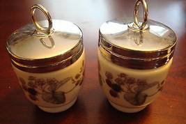 Royal Worcester pair of EGG CODDLERS, beautiful decorations RARE - $74.25