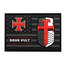 Deus Vult USA Flag Christian Templar Knight in God Wills Patch (3D PVC-MTB48) - £7.66 GBP