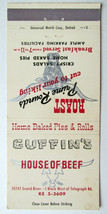 Guffin&#39;s House of Beef - Detroit, Michigan Restaurant 30 Strike Matchbook Cover - £1.56 GBP