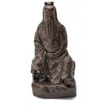 Feng Shui Guan Gong Yu Warrior Ceramic Bronze Tone Statue Chinese 10&quot; Vi... - $49.47