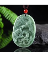 Real Jade Dragon and Phoenix Grade A Jadeite Pendant Necklace - $707.15 MXN