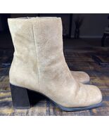 Ankle Boot Classic Suede Leather Beige Bootie  Size 7M Pre-owned - $23.01 CAD