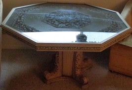 Beautiful Vintage Solid Wood Glass Topped Table-Eight Sided – Beautifully Carved - £317.30 GBP