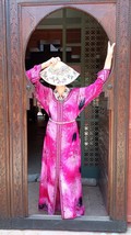 90s Pastel goth Velvet Kaftan dress with Gold for women, Ethnic Pink Vel... - £200.63 GBP