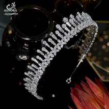 Fashion Flower Cubic Zirconia Crown Ladies Wedding Hair Accessories Jewelry Part - £61.27 GBP
