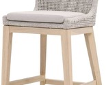 Benzara BM241795 Counter Stool with Mesh Design Rope Backrest Brown &amp; Gray - $1,755.99