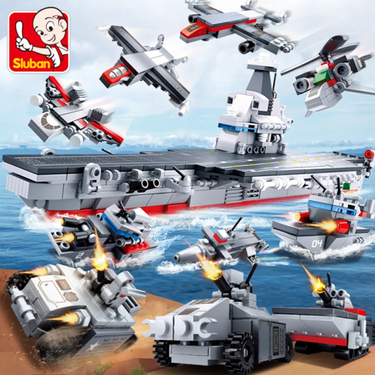 Sluban Building Block Toys Morden Military B0662 Aircraft Carrier 361PCS Bricks - £33.43 GBP