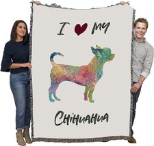 I Love My Chihuahua Paint Splash Blanket - Gift for Dog Lovers - Tapestry, 72x54 - £62.34 GBP