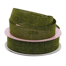 Moss Green  Woven Linen Ribbon - 7/8&quot; x 25 Yards (2 Pack) - £8.56 GBP