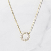 Lab-Created Diamond Sunburst Pendant Necklace 14K Yellow Gold Plated Silver 18&quot; - $70.11