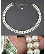 vintage 1950&#39;s STERLING SILVER 925 &amp; PEARL necklace double ESTATE SALE - $149.99