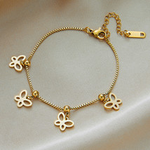 DIEYURO 316 Stainless Steel Gold Color Heart Charms Bracelet For Women Vintage R - £11.30 GBP