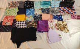 30 Fabric Scraps w/Face Mask Patterns Star Wars KU Jayhawks Paw Print and More - £28.05 GBP