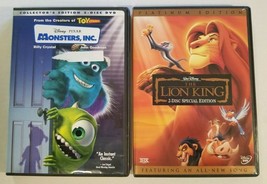 2 Disney Classic DVD Sets Lot Monster&#39;s Inc Pixar and Lion King Special Edition - £9.77 GBP