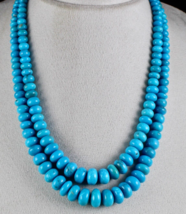 13MM Natural Real Turquoise Beads Round 542 Carats Gemstone Silver Necklace - £1,077.99 GBP