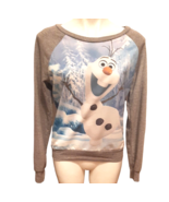 Large Disney Olaf Sweatshirt  Heather Gray Blue Lighweight - $23.36