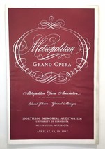 Metropolitan Grand Opera Minneapolis Minnesota PROGRAM April 1947 - £15.77 GBP